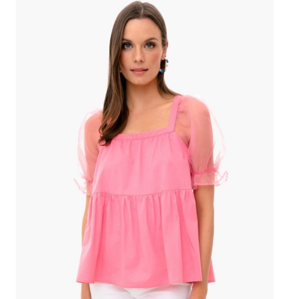 Pomander Place Puff Sleeve Pink Blouse